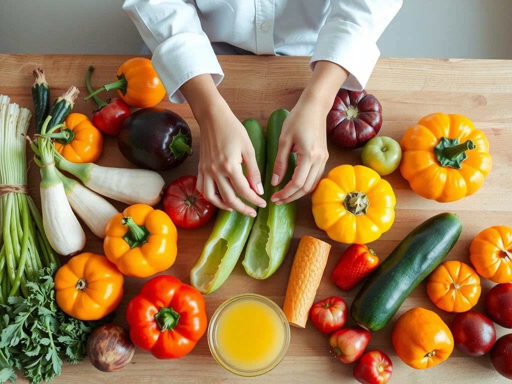 Frische Lebensmittel auf einer Arbeitsfläche
