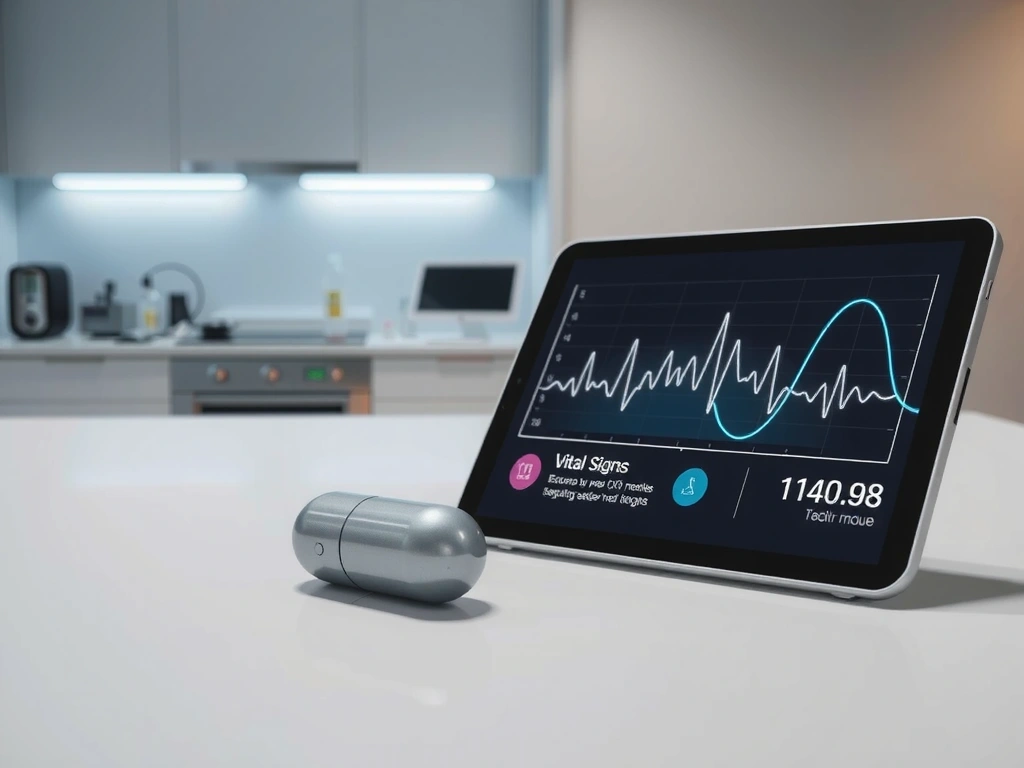 Kapsel mit Vitaldaten Kurven